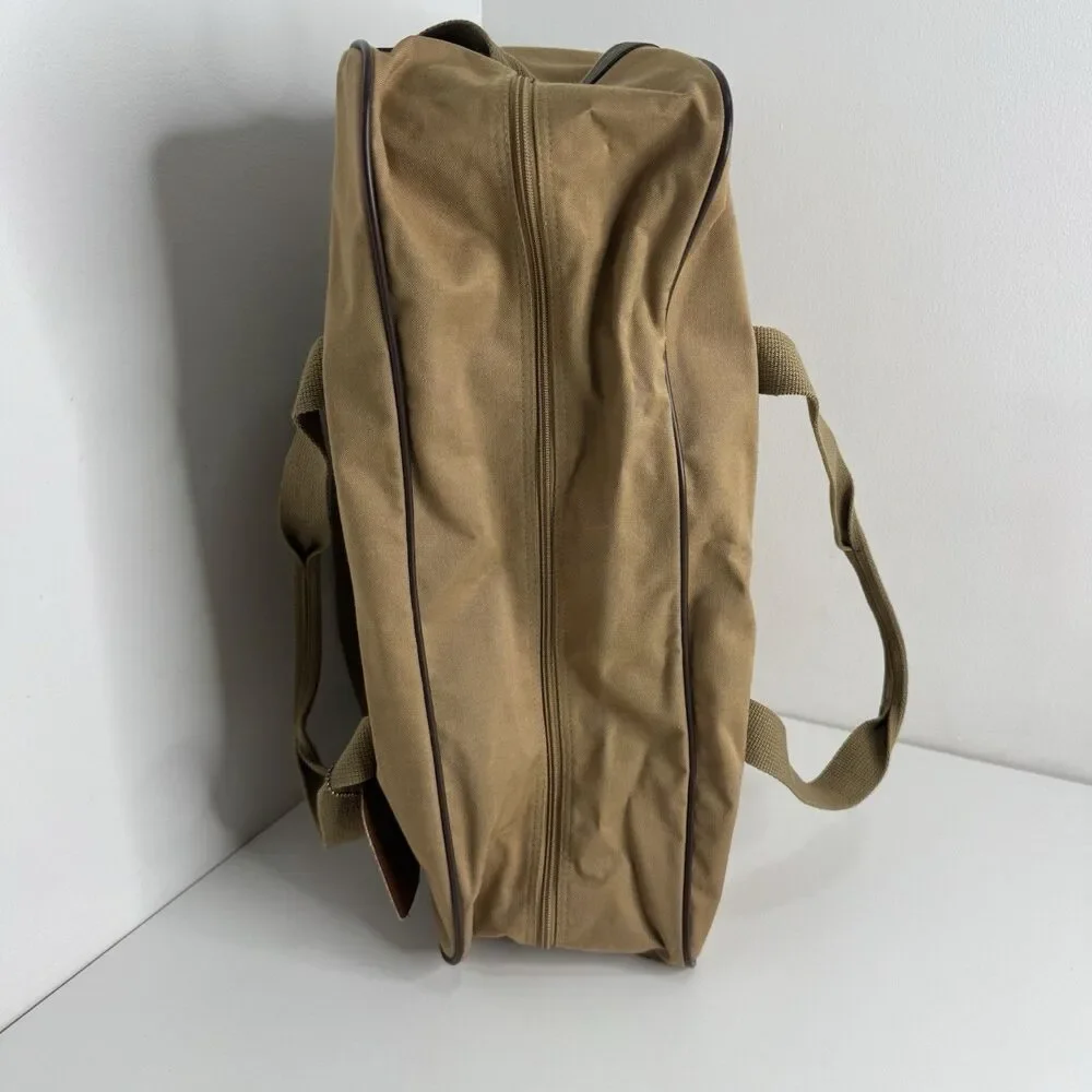 Vtg Polo Ralph Lauren Tan Canvas Weekender Shoulder Strap Double Handles Bag